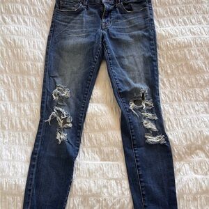 J Brand Blue Skinny Distressed Jeans